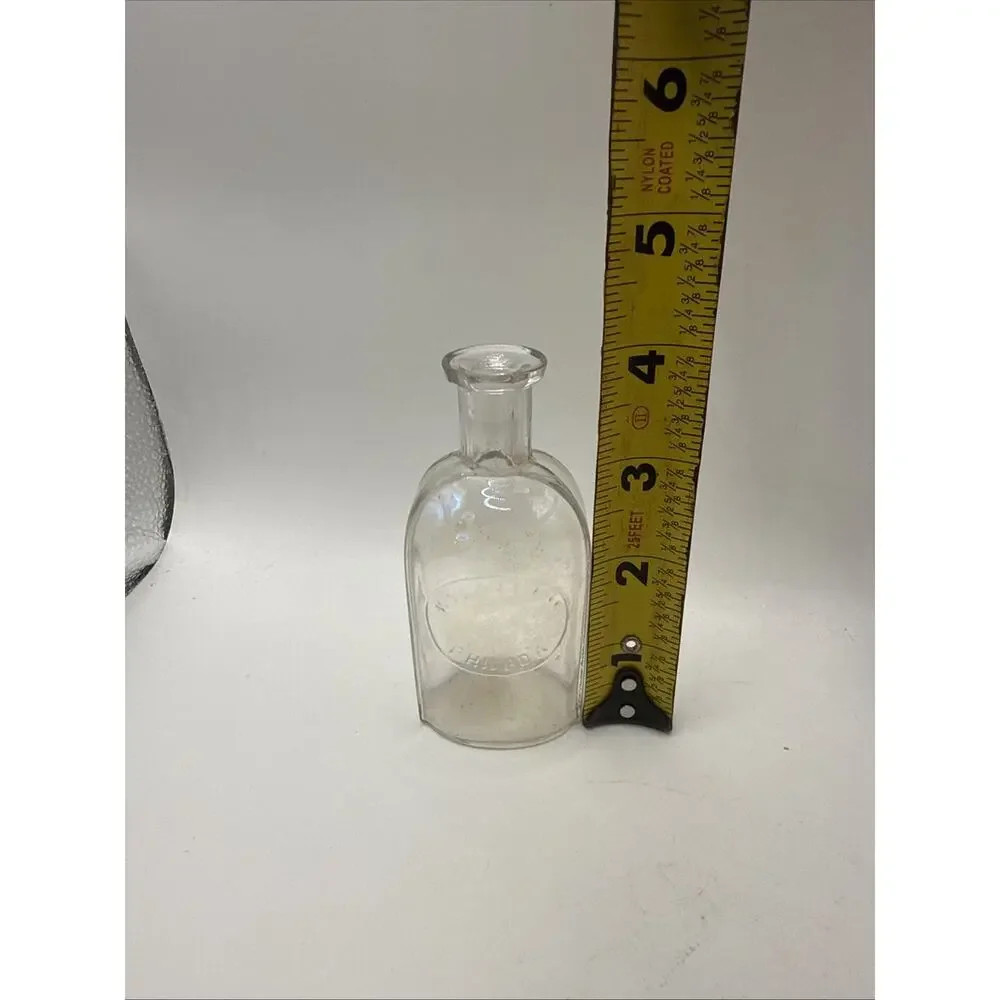 Antique Clear Glass Medicine Apothecary Bottle Oval Panel Hand Blown Style